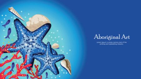 Aboriginal art banner background with starfish