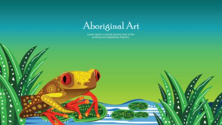 Aboriginal art banner background with frog