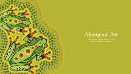 Aboriginal dot art poster design with frog