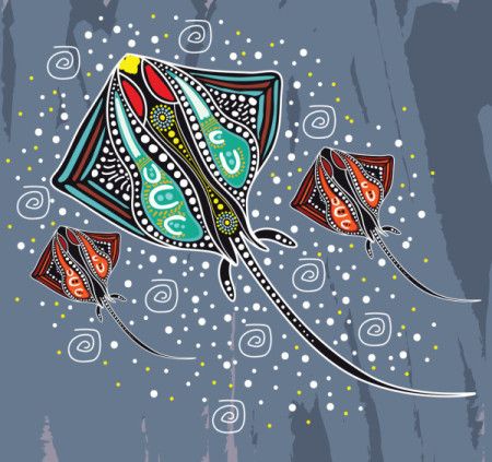 Stingray art in aboriginal dot style