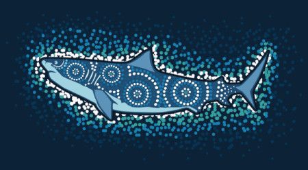 Shark art in aboriginal dot style