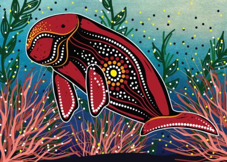 Dugong art in aboriginal dot style
