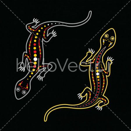 Vector lizard. Aboriginal art lizard illustration