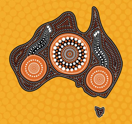 Map of Australia decorated with dot art