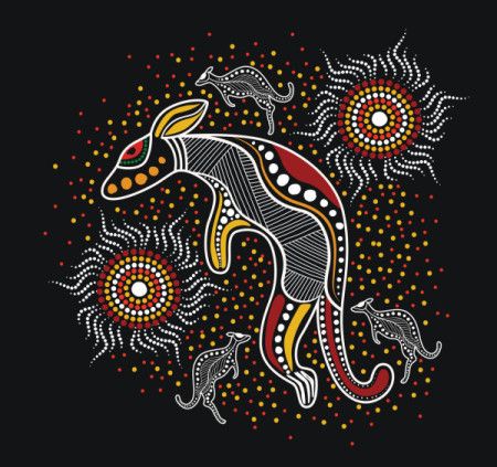 Aboriginal style of kangaroo art - Illustration