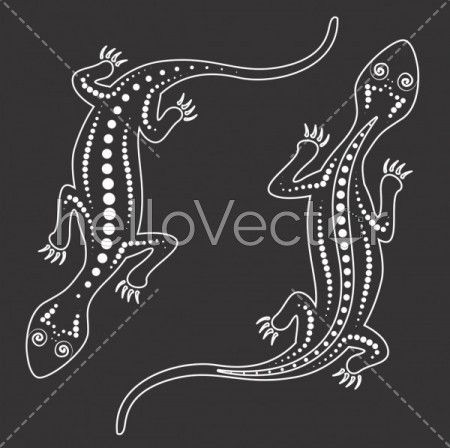 Vector lizard. Aboriginal art lizard illustration.