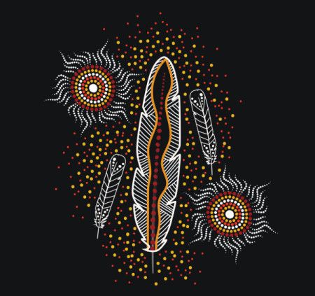 Aboriginal style of feathers art - Illustration