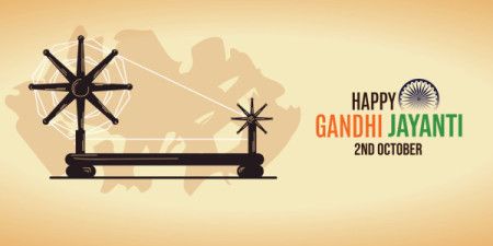 Spinning wheel illustration, Happy Gandhi Jayanti, 2nd October