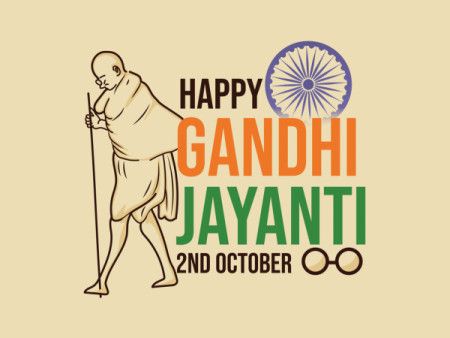 2nd October, Happy Gandhi Jayanti Flat Design