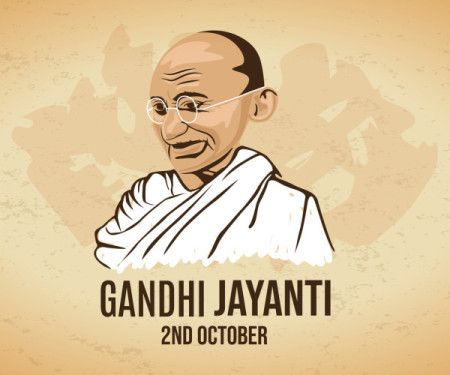 Mahatma Gandhi Portrait Flat Illustration, Happy Gandhi Jayanti