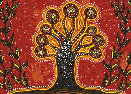 Aboriginal dot art tree painting