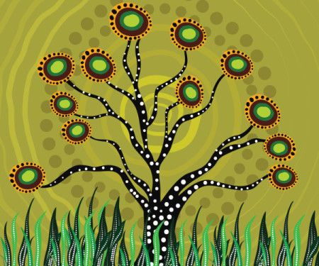 Aboriginal dot tree vector artwork