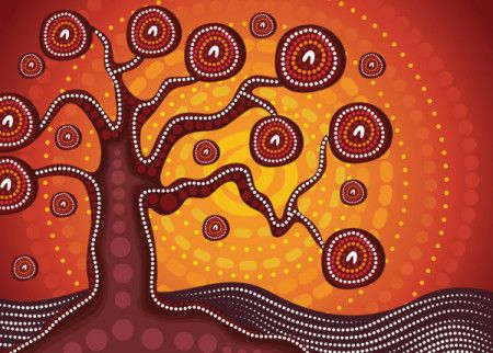 Aboriginal style of tree dot art