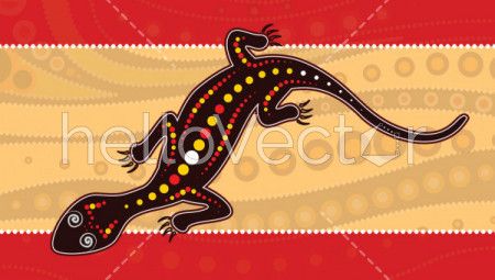Lizard vector, Aboriginal art background with lizard,