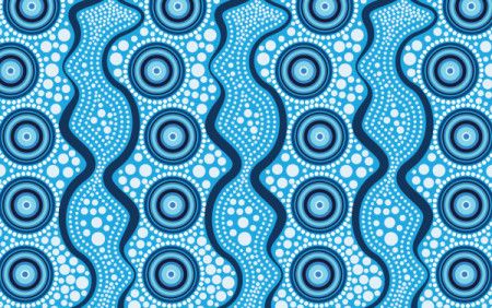 Blue aboriginal dot artwork seamless pattern design