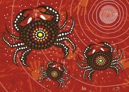 Crabs aboriginal dot art - Vector