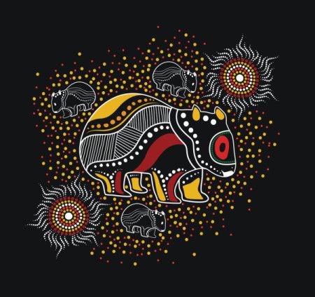 Aboriginal style of wombat art - Illustration