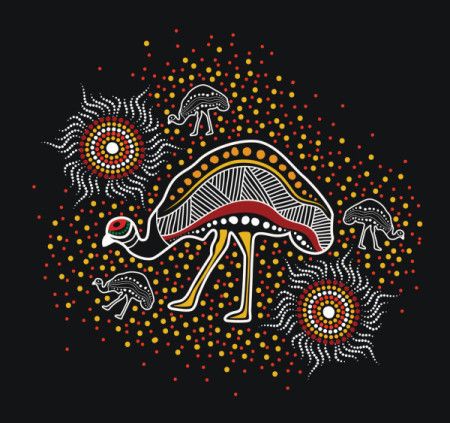 Aboriginal style of Emu art - Illustration