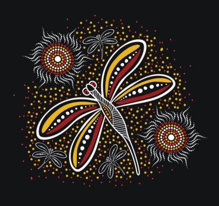 Aboriginal style of dragonfly art - Illustration