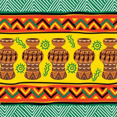 African pattern background with pot