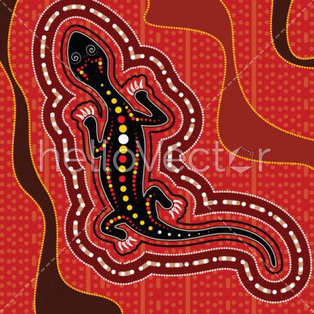 Lizard vector, Aboriginal art background with lizard