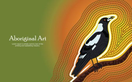 Aboriginal art banner design with magpie