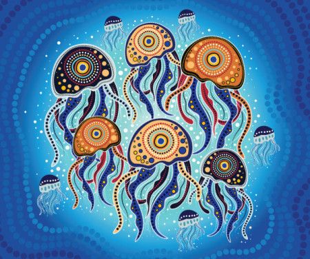 Jellyfish art in aboriginal dot style