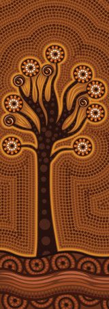 Aboriginal dot art tree painting