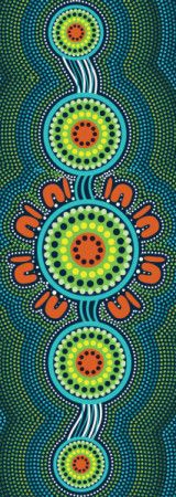 Green aboriginal dot artwork, connection concept
