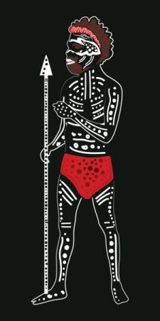 Aboriginal man with spear - Illustration