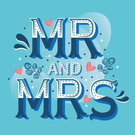 Decorative Mr and Mrs typography design