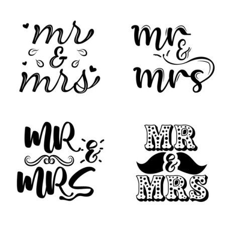 Hand drawn style Mr and Mrs lettering