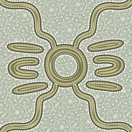 Aboriginal dot art vector green background