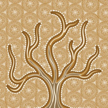 Aboriginal style of tree dot painting - Vector