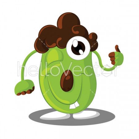 Cute cartoon character with thumbs up isolated on white background - Vector illustration