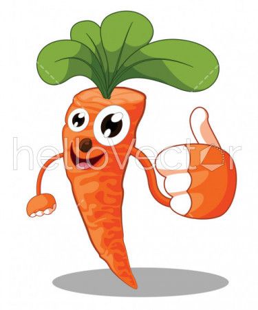 Cartoon carrot giving thumbs up, Cute vegetable isolated on white background - Vector illustration