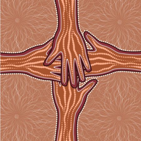 Aboriginal style of dot friendship concept painting - Vector