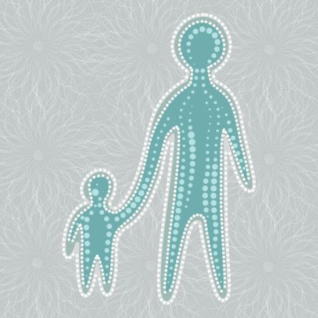 Father and son aboriginal dot artwork - Vector