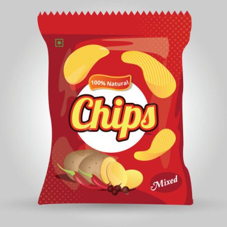 Red Potato chips packaging illustration