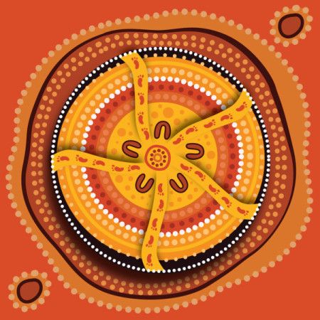 Bright Aboriginal Style Of Dot Art Illustration