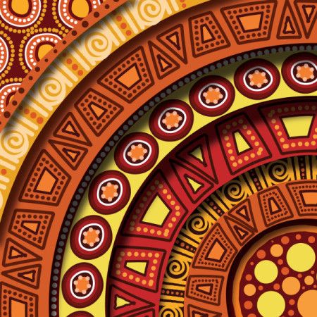 Paper cut style background with aboriginal artwork