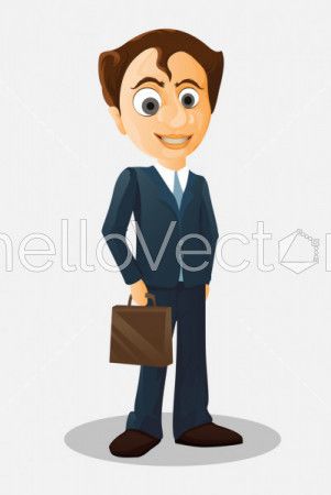 Businessman cartoon character with briefcase - Vector illustration