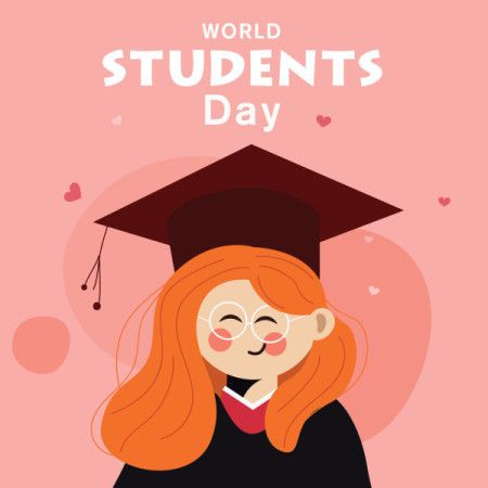 Cartoon girl with scholarship, World students day concept