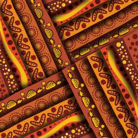 Aboriginal dot art vector paper cut style background