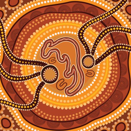 Kangaroo aboriginal dot art vector background