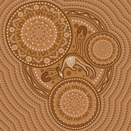 Brown aboriginal kangaroo dot painting