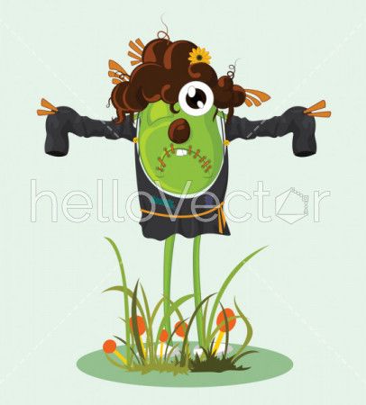 Cartoon scarecrow character - Vector illustration