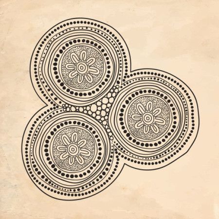 Grey aboriginal dot circle art illustration