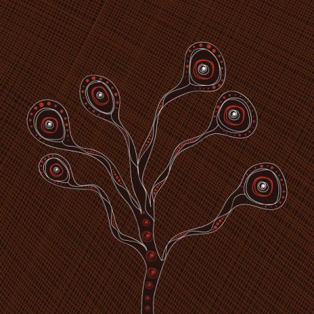 Brown aboriginal style of tree painting