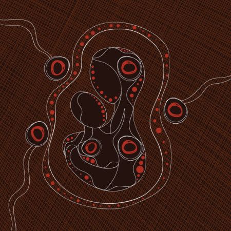 Mother and child love concept aboriginal art painting